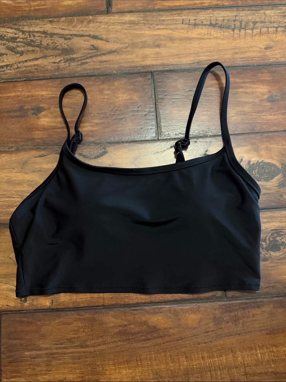 aerie Black Adjustable-Strap Sports Bra With Pockets
